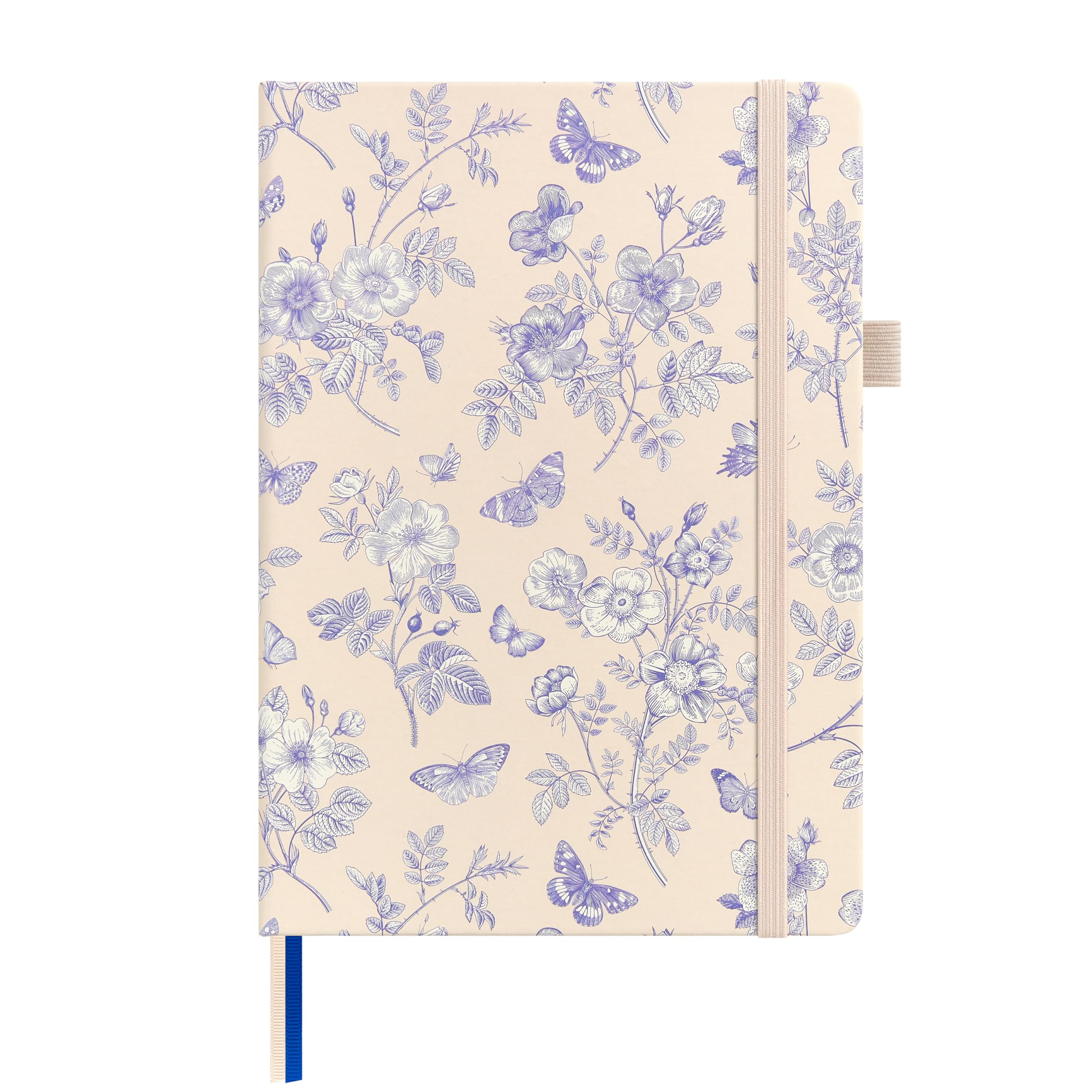 &And Per Se Lined Journal Notebook for Women&Men with Pattern, 160 Pages 100GSM Thick Paper, A5 Hardcover Journals for Writing, 5.7'' x 8'' (Blue Flowers) — image 1