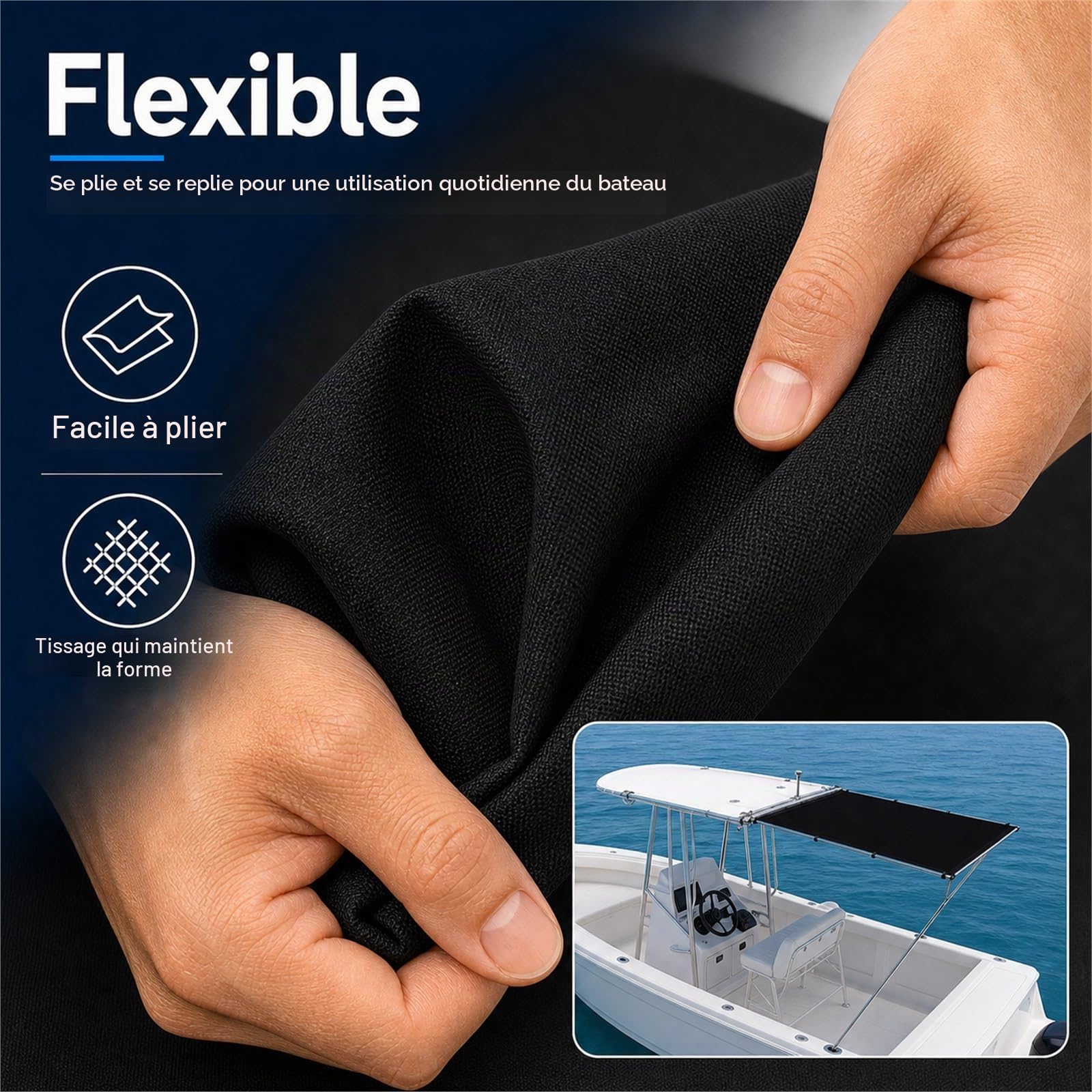 Kit d'extension d'ombrage T-Top,Bimini pour Bateau,Pare-Soleil en T Pours Couverture de Bateau,Imperméable,Protection Soleil,pour la Plupart des Bateaux à Console Centrale