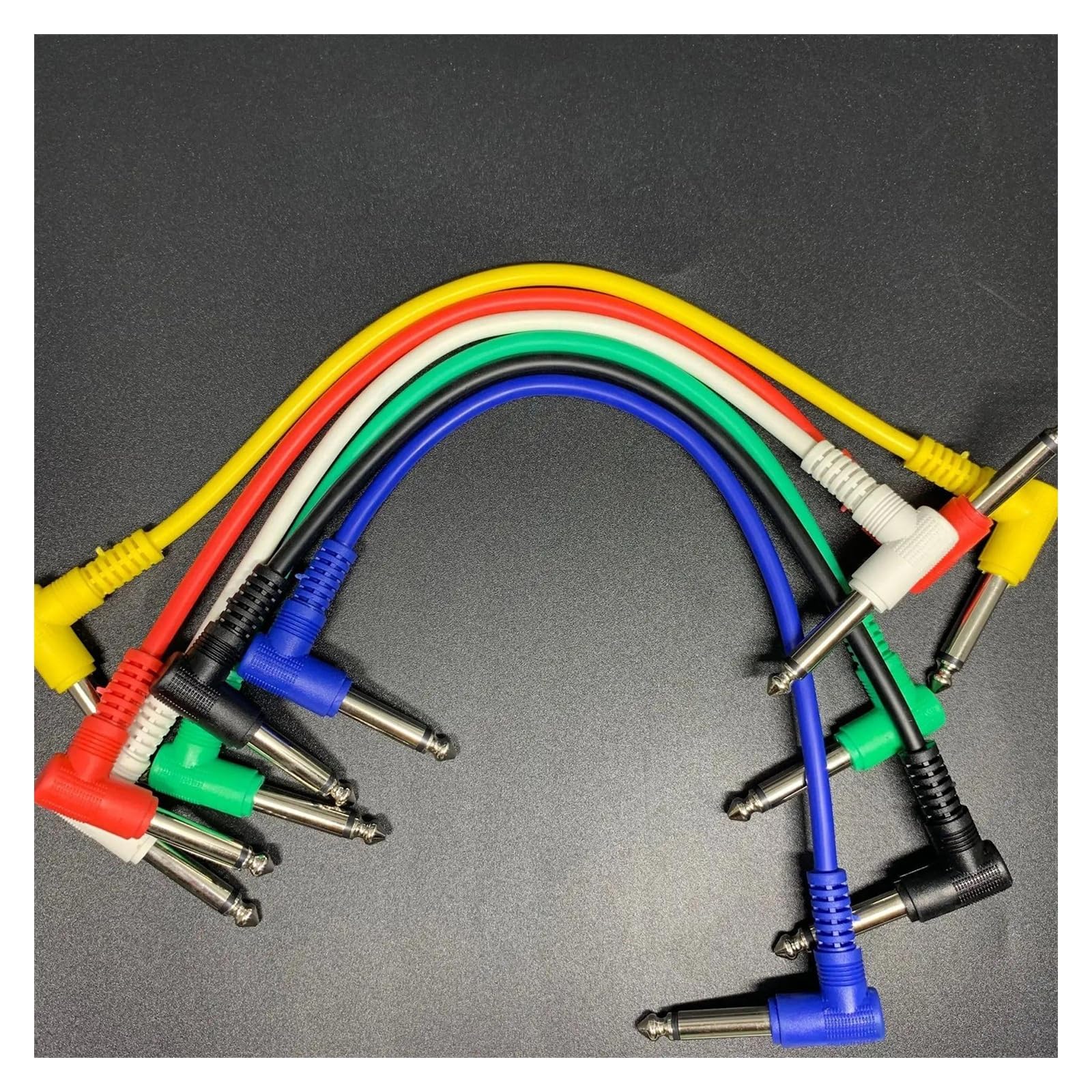 6 Szt. Kolorowe Ekranowane Kable Audio Do Gitary Elektrycznej O Niskim Poziomie Hałasu Prowadzi 1/4 Kątowy Kabel Krosowy Pedału Gitary Kabel do Instrumentów Gitarowych (Color : 30cm)