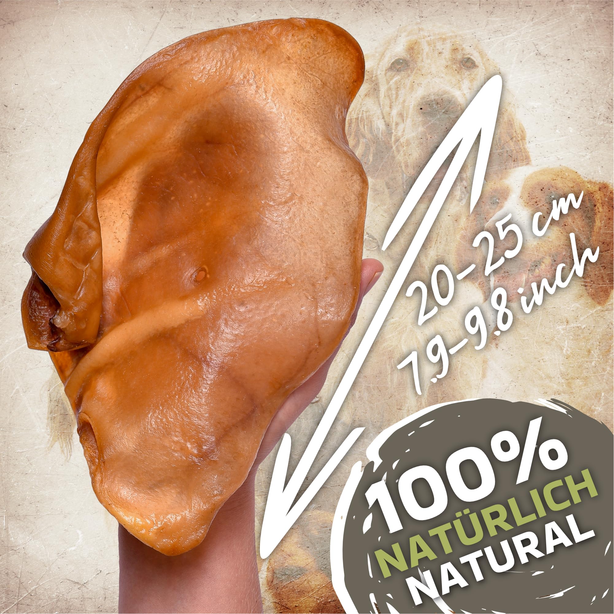 Orejas de cerdo secas XL, 20 unidades, 1,2 kg, artículos para masticar, 100% naturales, diversión duradera, sin cereales, ideal para perros