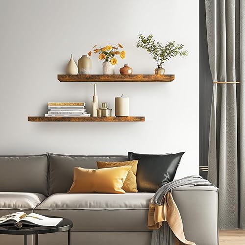 Miniatura 5 de BAYKA Estantes flotantes, 36 pulgadas de largo, estantes de madera rústica montados en la pared para baño, dormitorio, sala de estar, cocina, B.