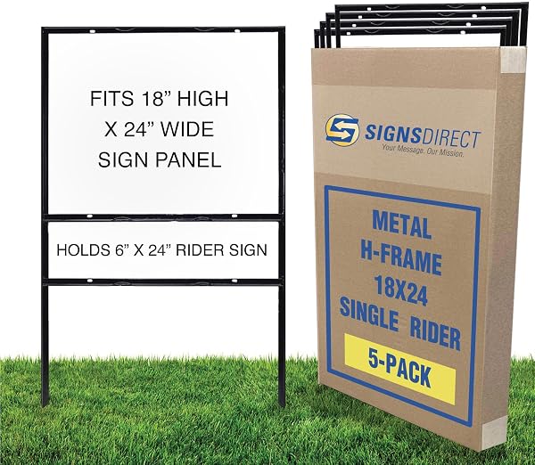 5-pack of 24x18 Slide-in Real Estate Sign H-Frame With Rider