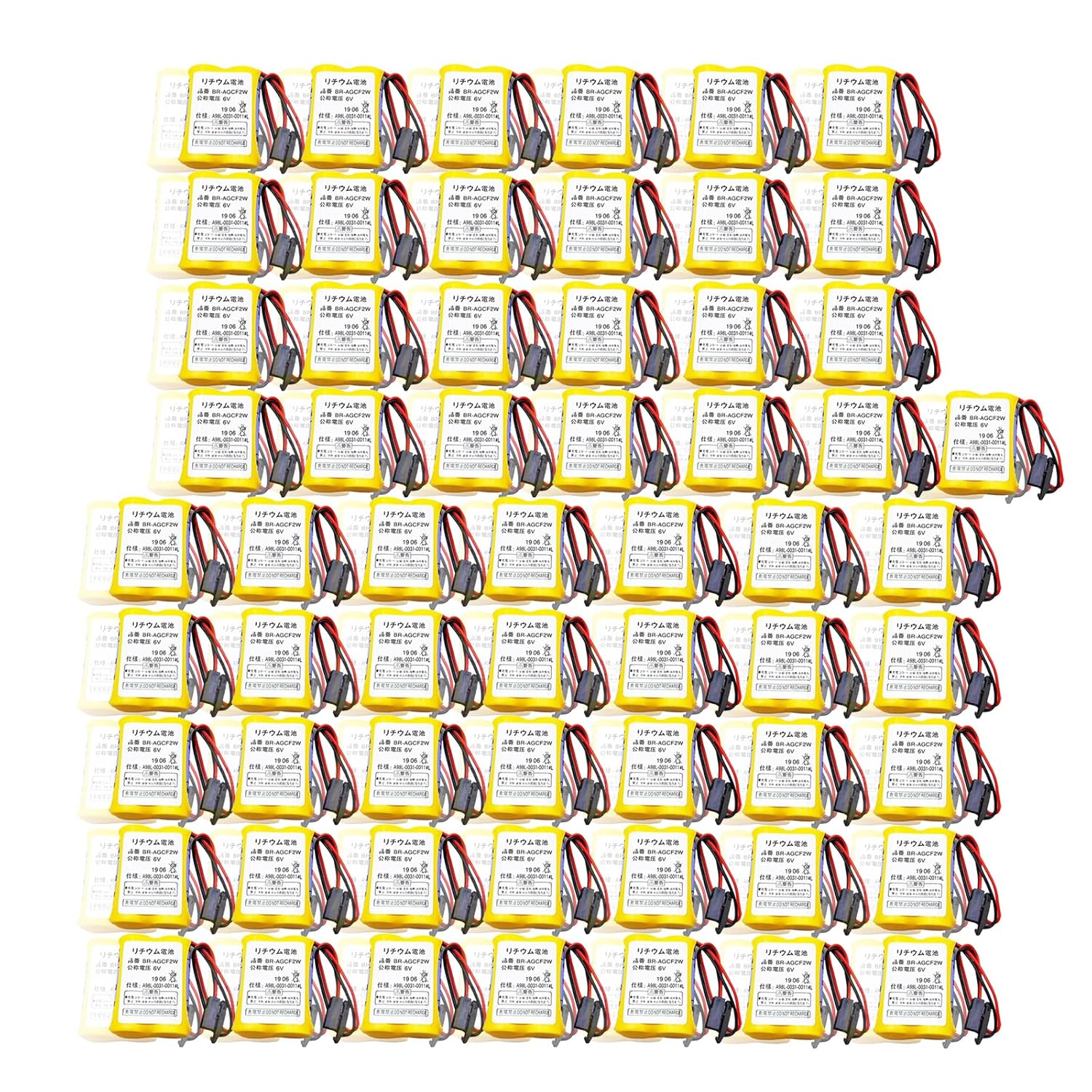 60-Pack BR-AGCF2W 6V PLC Lithium Battery 2200mAh Replacement for A98L-0031-0011 with Black Plug