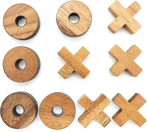Tic Tac Toe - Juego de mesa de madera para niños, para la familia, mesa de centro Tic Tac Toe para decoración de sala (solo piezas X-O)
