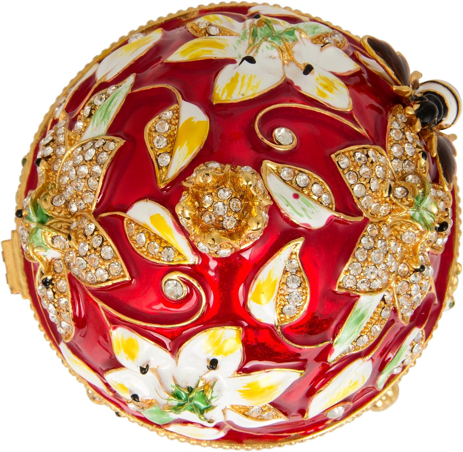 QIFU Easter Egg: Extra Large 7”, Hand Painted Enameled Decorative Hinged Jewelry Trinket Box Unique Gift for Home Decor and Collection