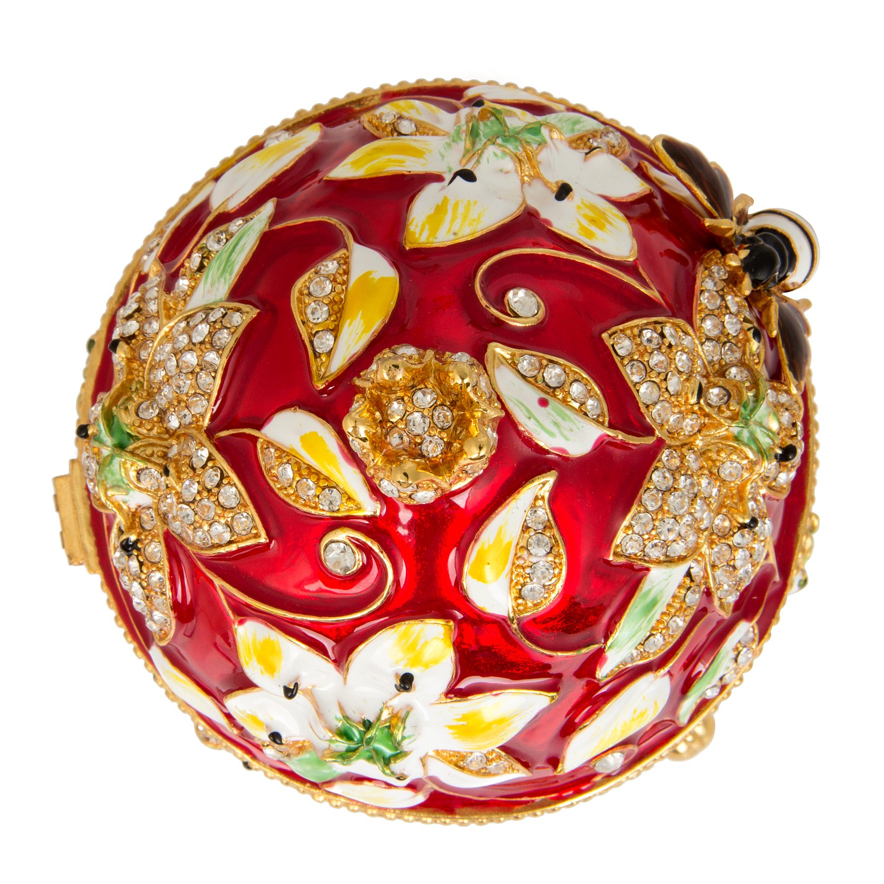QIFU Huevo de Faberge: extra grande, 18 cm, pintado a mano esmaltado, joyero decorativo, caja de regalo único para decoración del hogar y coleccionar.
