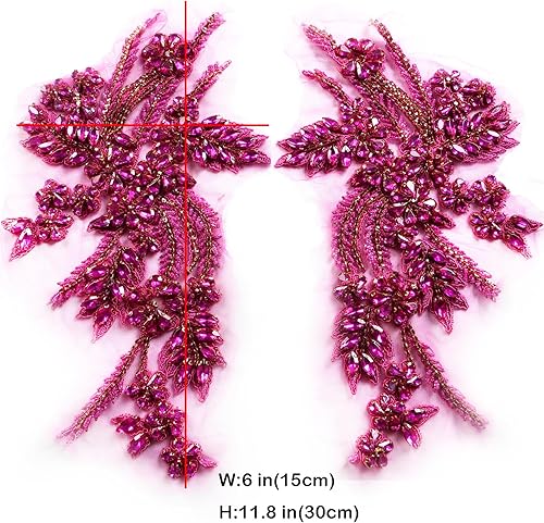 Miniatura 120 de Parches de diamantes de imitación hechos a mano, apliques de cuentas para decoración de vestidos de novia, apliques de flores de oro