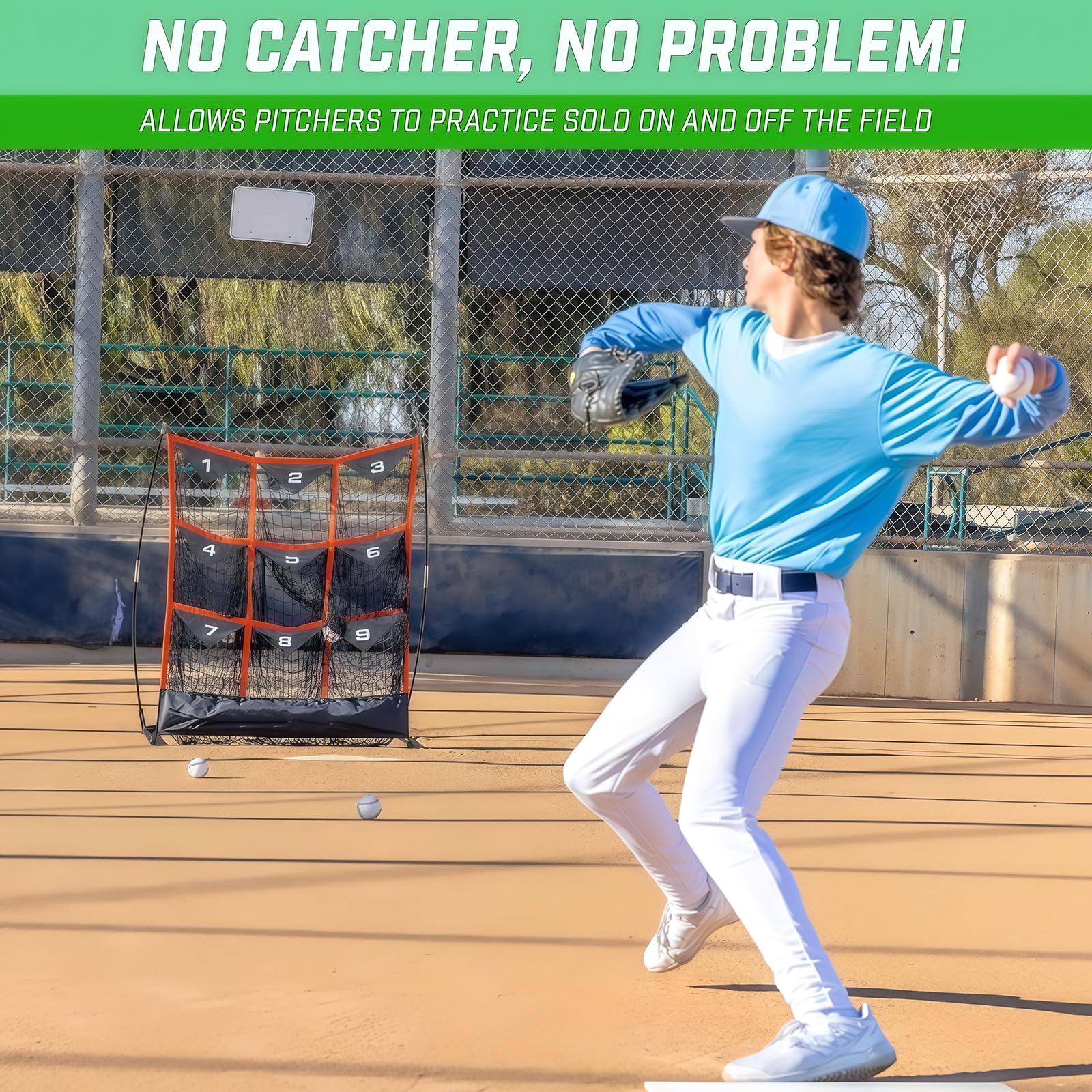 Generisch Baseball-Trainingsnetz, 9 Zielzonen, tragbar mit Tragetasche, 31 x 42 x 49 Zoll für Hinterhof- oder Feldübungen, einfache Einrichtung und langlebiges Design