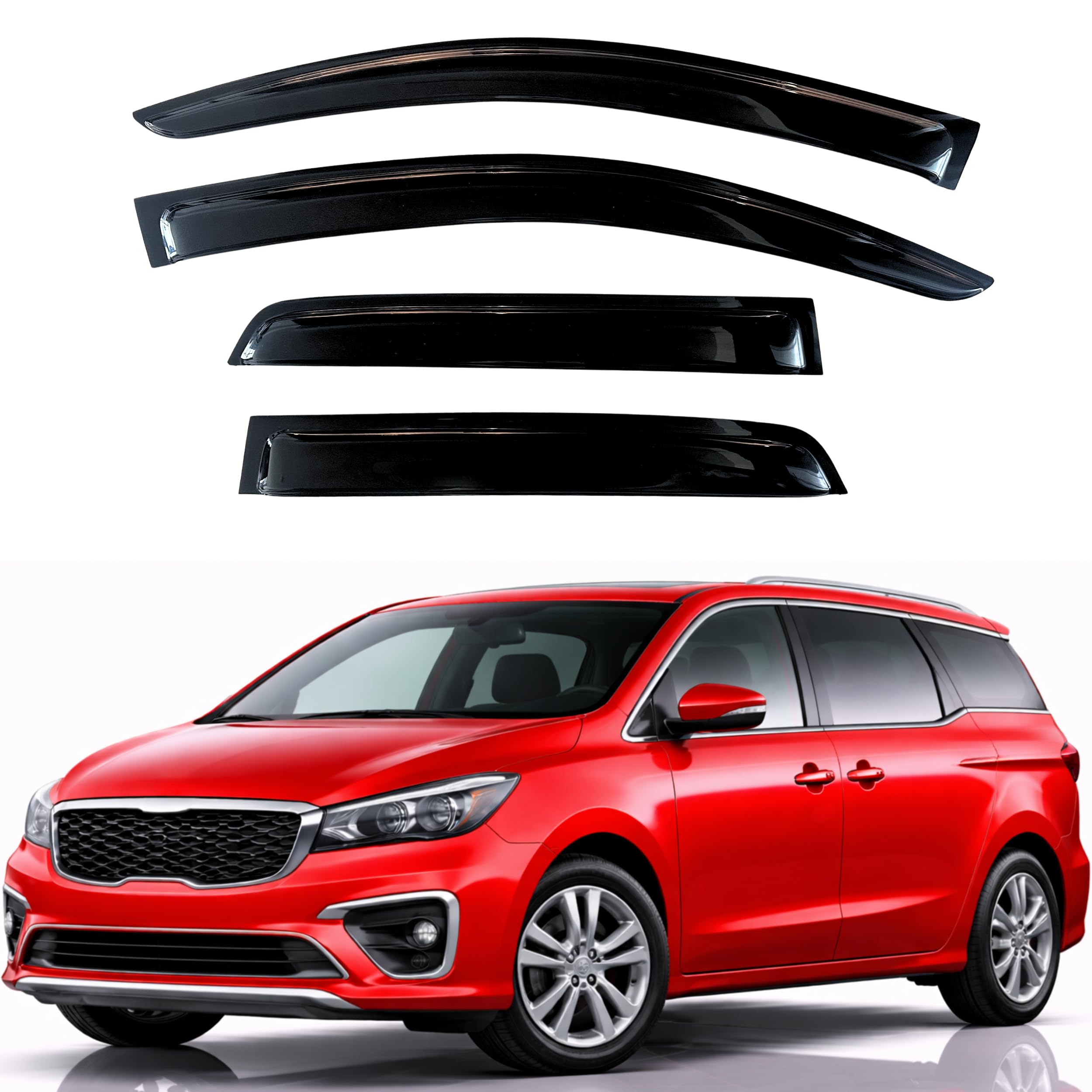 KPY Rain Guards Fit for 2015-2021 Kia Sedona, Out-Channel Window Visors Vent Wind Deflectors 4PC, Car Accessories for 15-21 Sedona