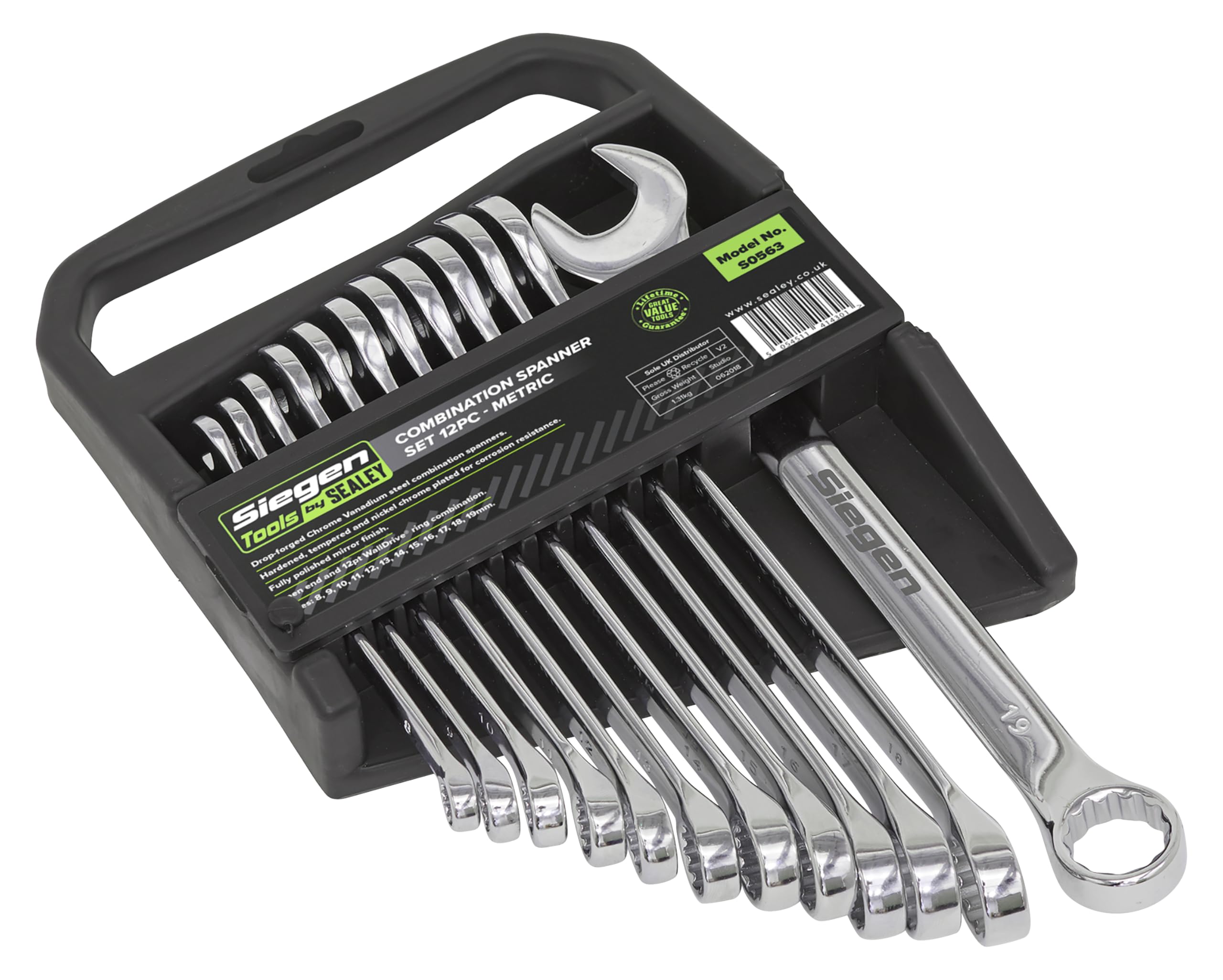 Sealey S0563 Combination Spanner Set 12pc Metric