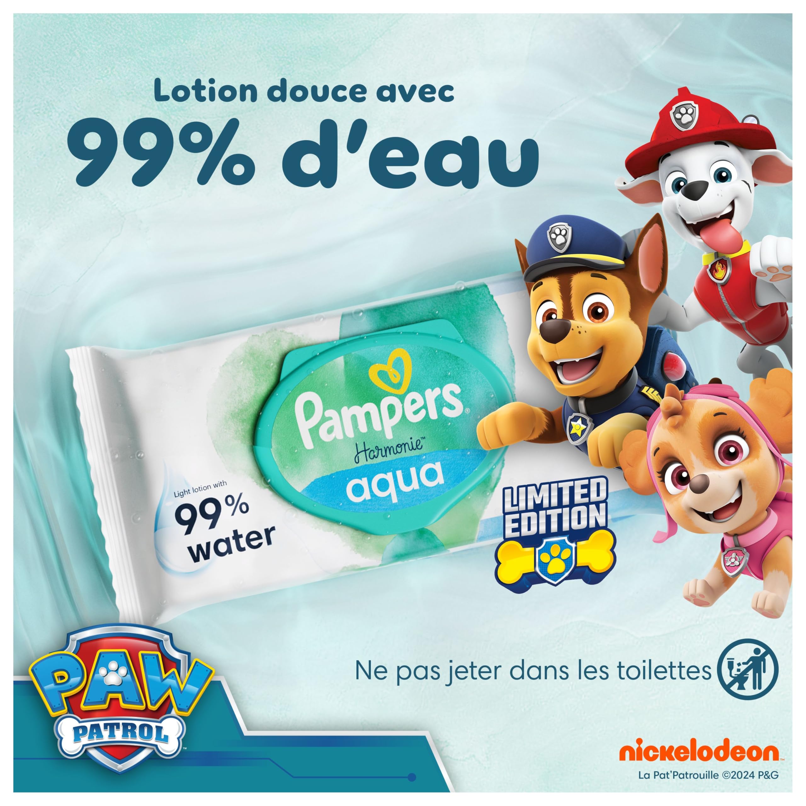 Pampers Harmonie Aqua, 432 Lingettes pour Bébé (9x48), Sans Plastique, Sans Parfum, Protection de la Peau Délicate Avec 99% D'Eau, Aide à restaurer le pH naturel de la peau - 3