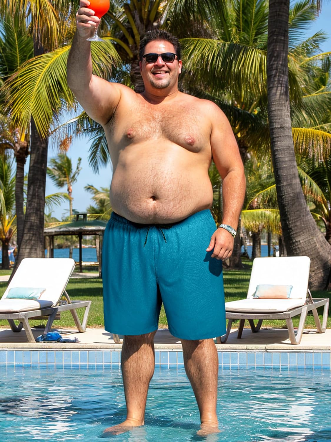 Arcweg Men's Big and Tall Swim Trunks Plus Size Swimsuit for Men with Compression Liner & Zipper Pocket - Image 3