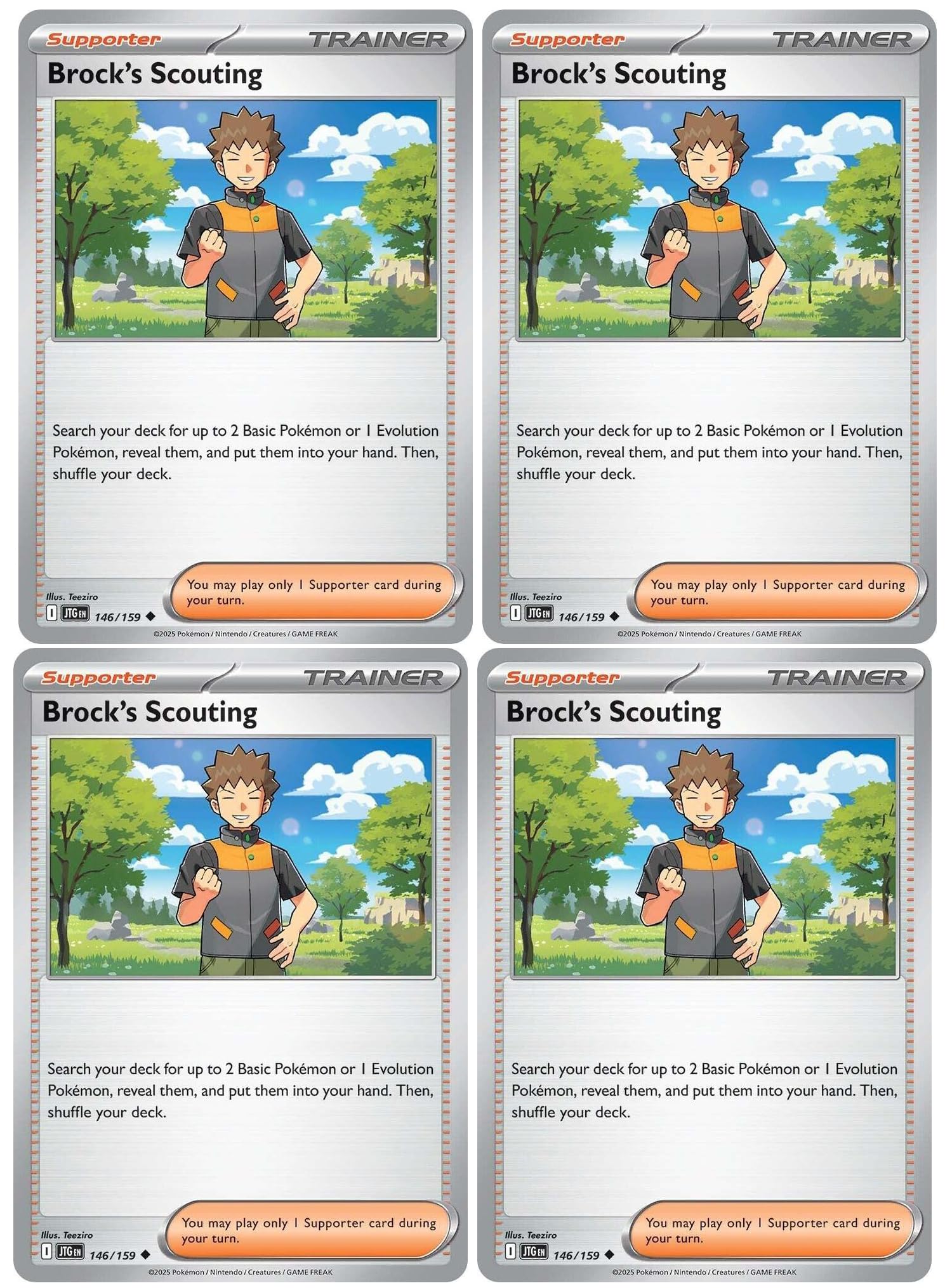Brocks Scouting 146 159 Journey Together Pokemon Trainer Playset x4 Card Lot