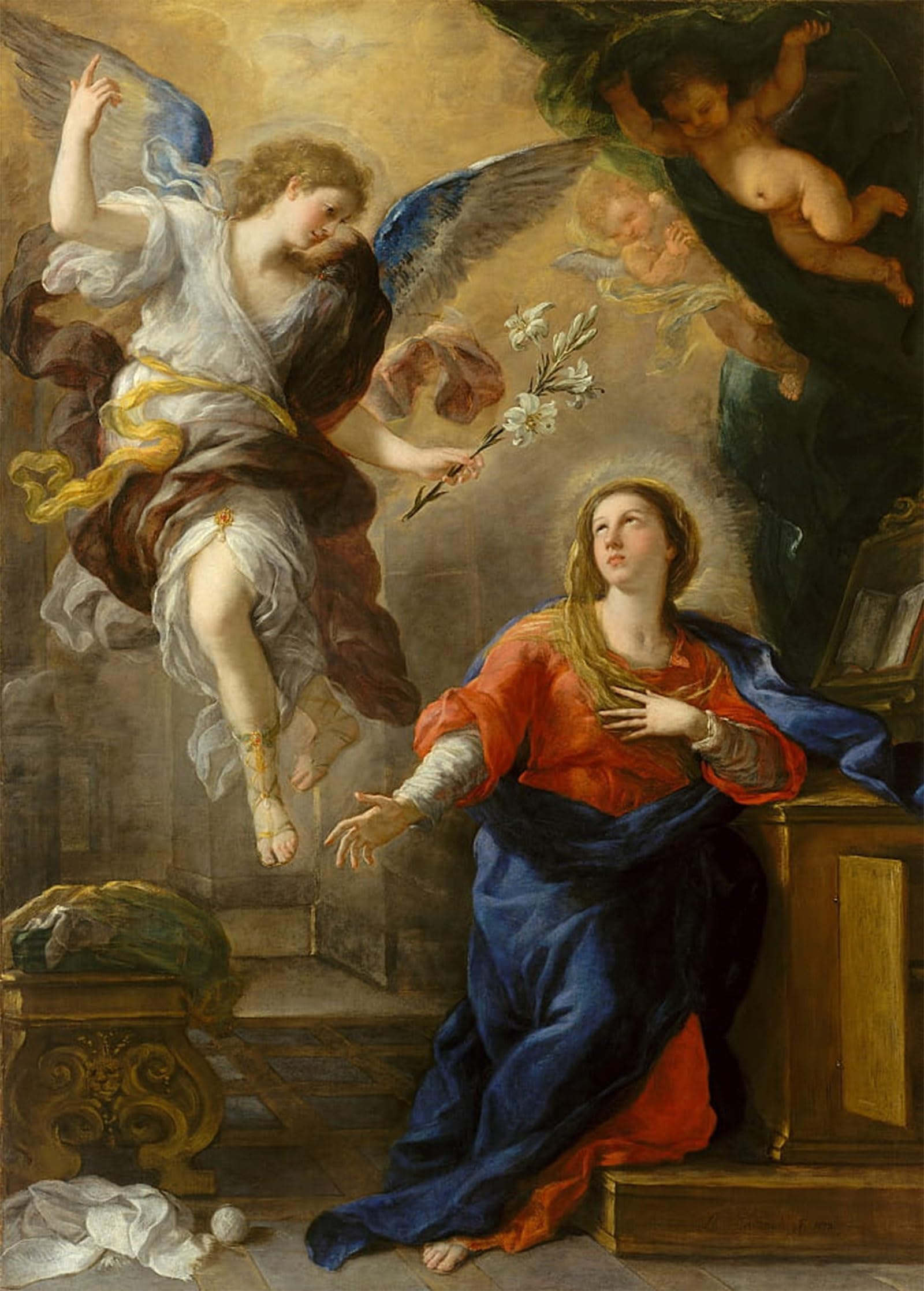 POSTERIIk Vintage Classic Picture Landscape Artwork the Annunciation by Famous Artist Portrait Canvas Painting for Office Home Decor 60x90cm