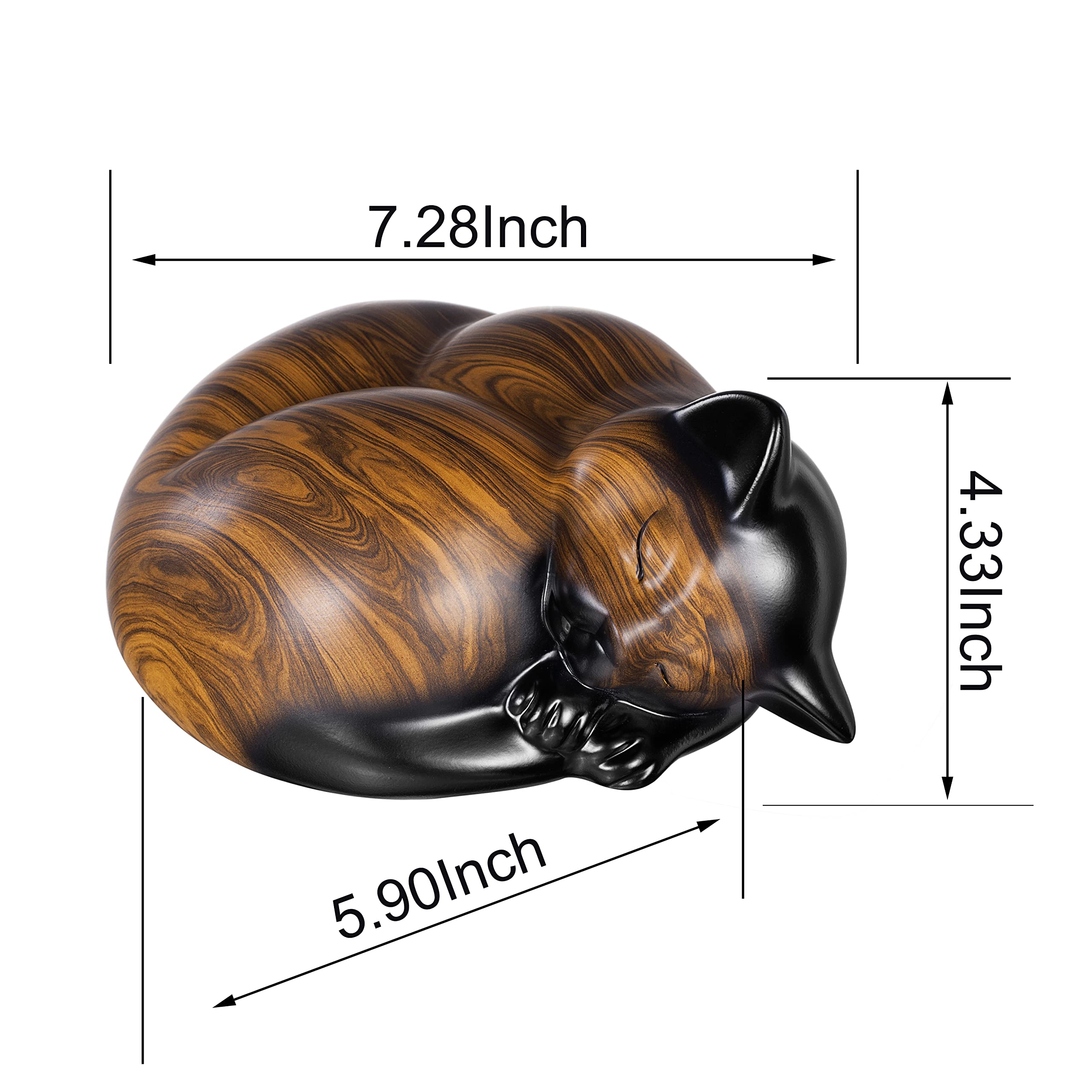 Urnas para Mascotas, urna de cremación de Resina para Dormir, urnas para Gatos para Cenizas, urna de Animales pequeños (Madera marrón)…