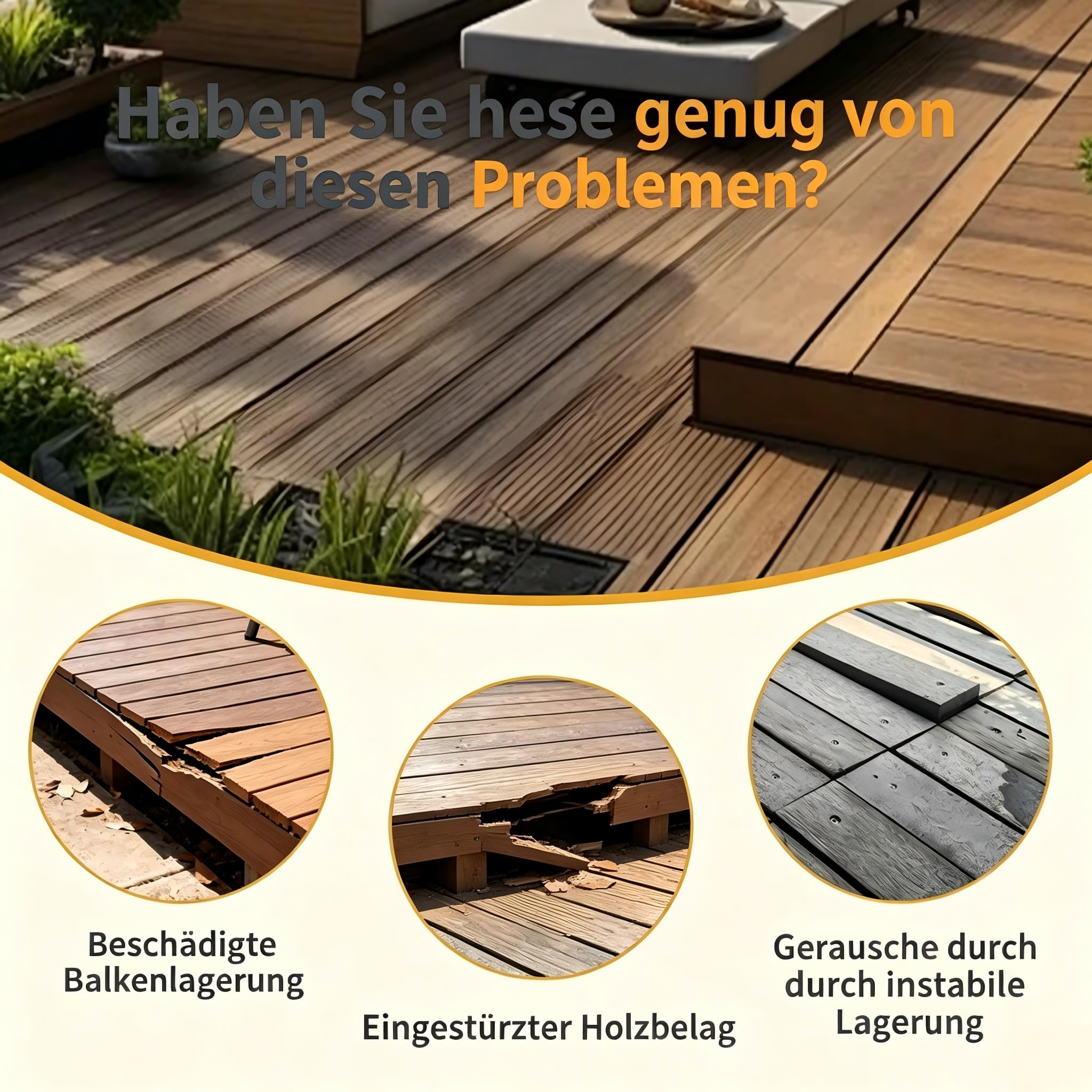 33x Stelzlager 20–25 mm, höhenverstellbar für Holz- und WPC-Terrassen