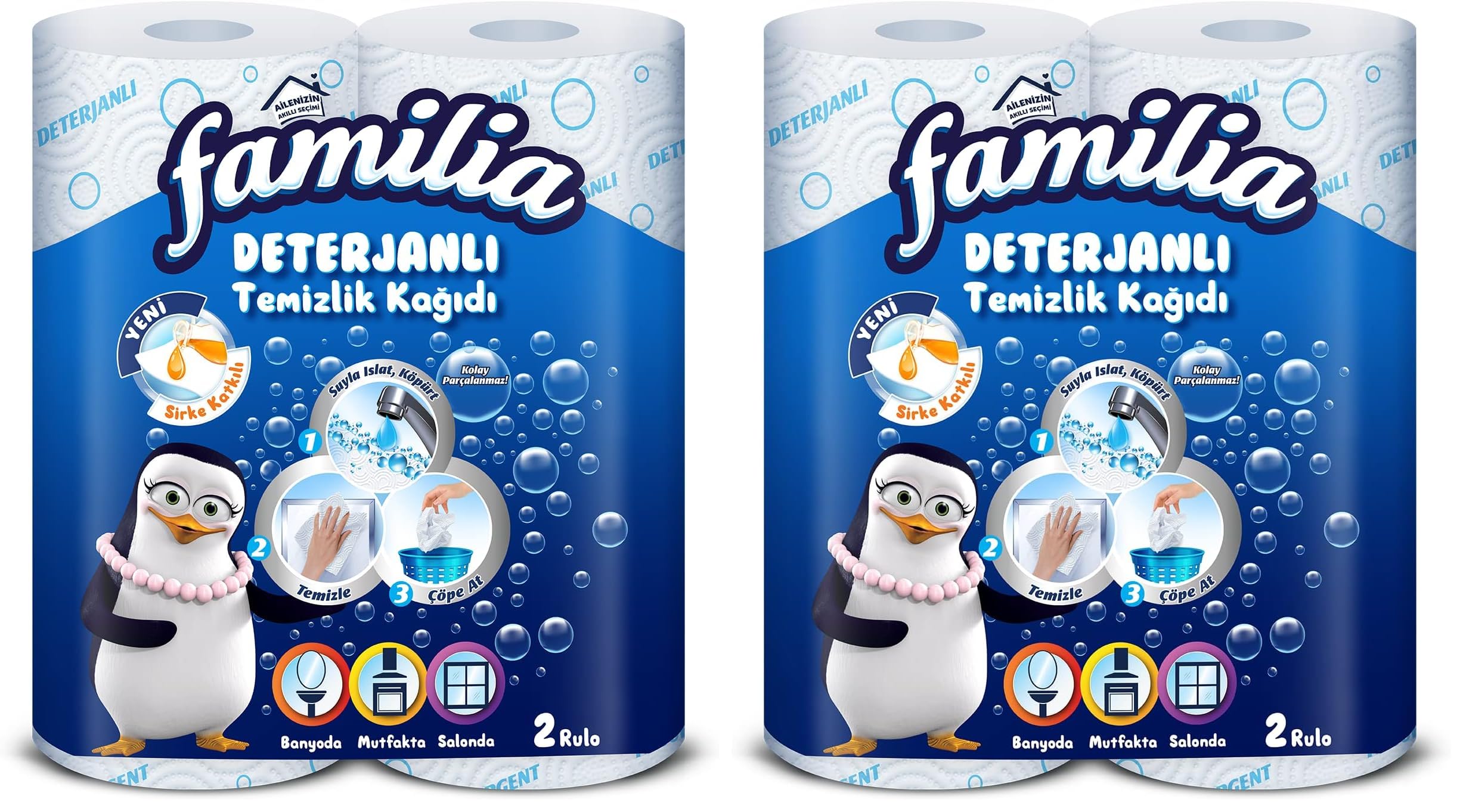 Familia Deterjanlı Kağıt Havlu Desenli 3 Katlı 2 Adet (2 paketi)