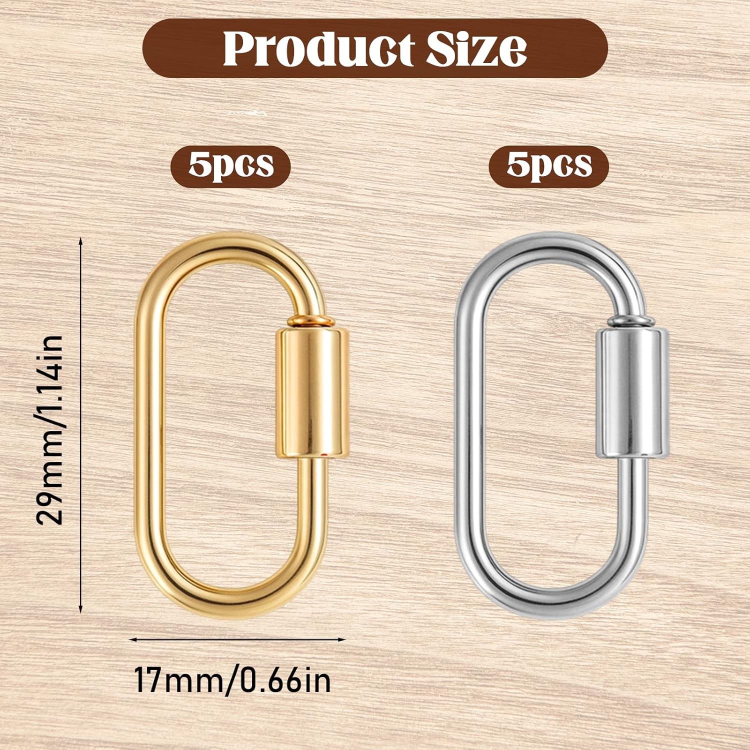10pcs Screw Carabiner Lock Charms, Small Locking Carabiners, Golden Necklace Lock Clip, Locks Key Carabiner Clasp, Hook, Quick Link for Jewelry Making - Image 3