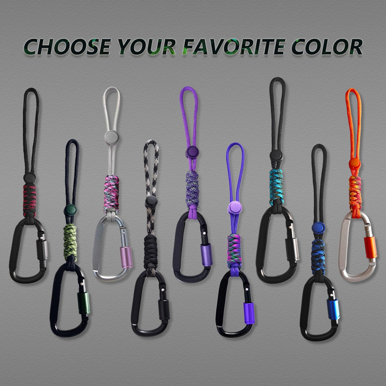 Paracord Schlüsselanhänger Karabiner Clip - D-Ring Lanyard Haken für Wasserflasche, Schlüssel, Rucksäcke und mehr