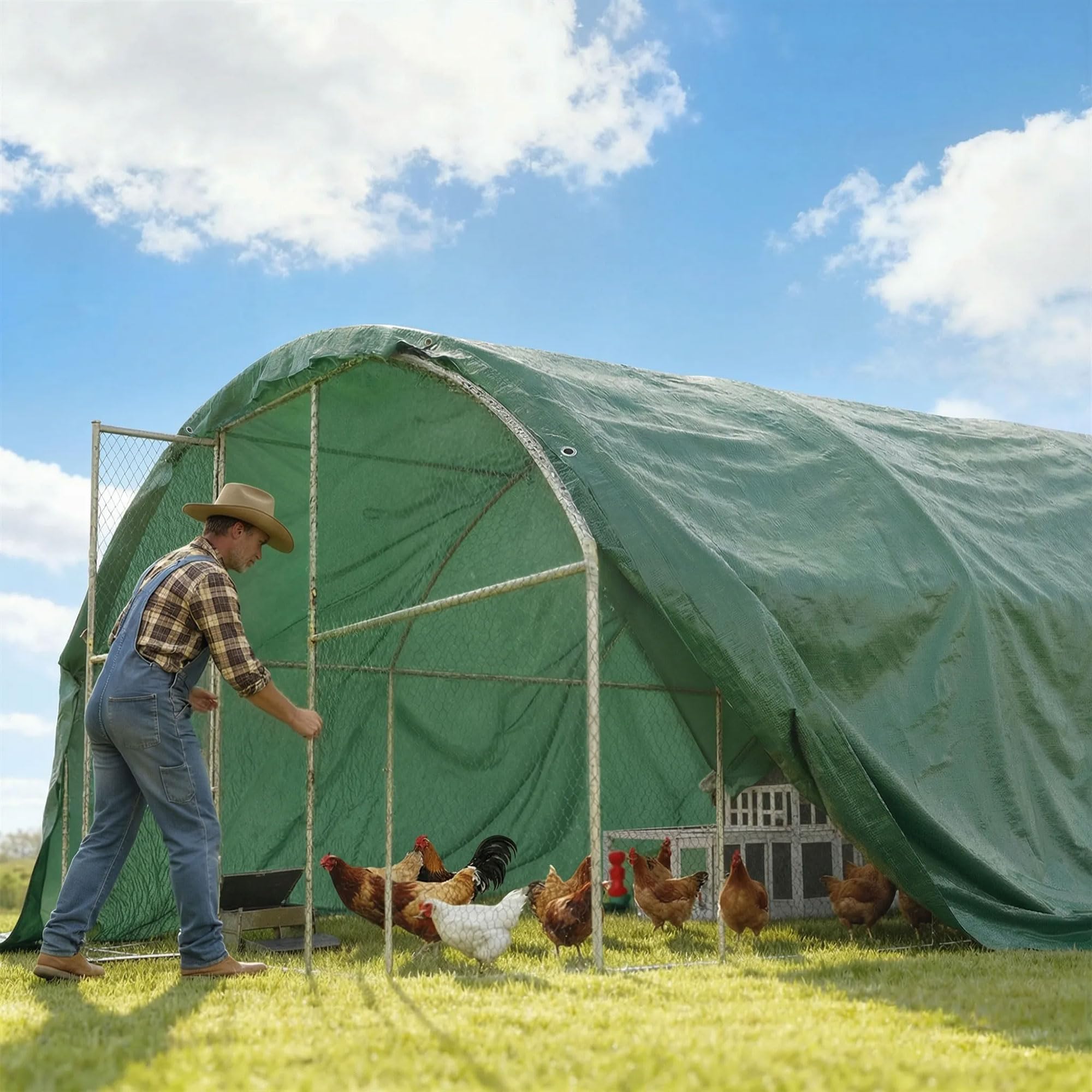 Outsunny Lona Impermeable Exterior 6x8 m, Toldo PE Resistente a Rasgaduras 90 g/m², Protección UV, con Ojales Reforzados para Leña, Muebles de Jardín, Invernaderos, Vehículos, Verde — view 9