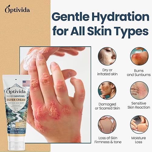 Miniatura 10 de OPTIVIDA Crema de gel de plata coloidal para el cuidado de heridas, curación tópica natural de la piel  Gel tópico de nano-plata para heridas,