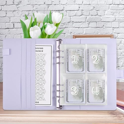 Miniatura 2 de Libro de desafíos de ahorro de dinero con 100 sobres, carpeta de presupuesto A5 con 100 bolsillos, calcomanías de números y una hoja de seguimiento,