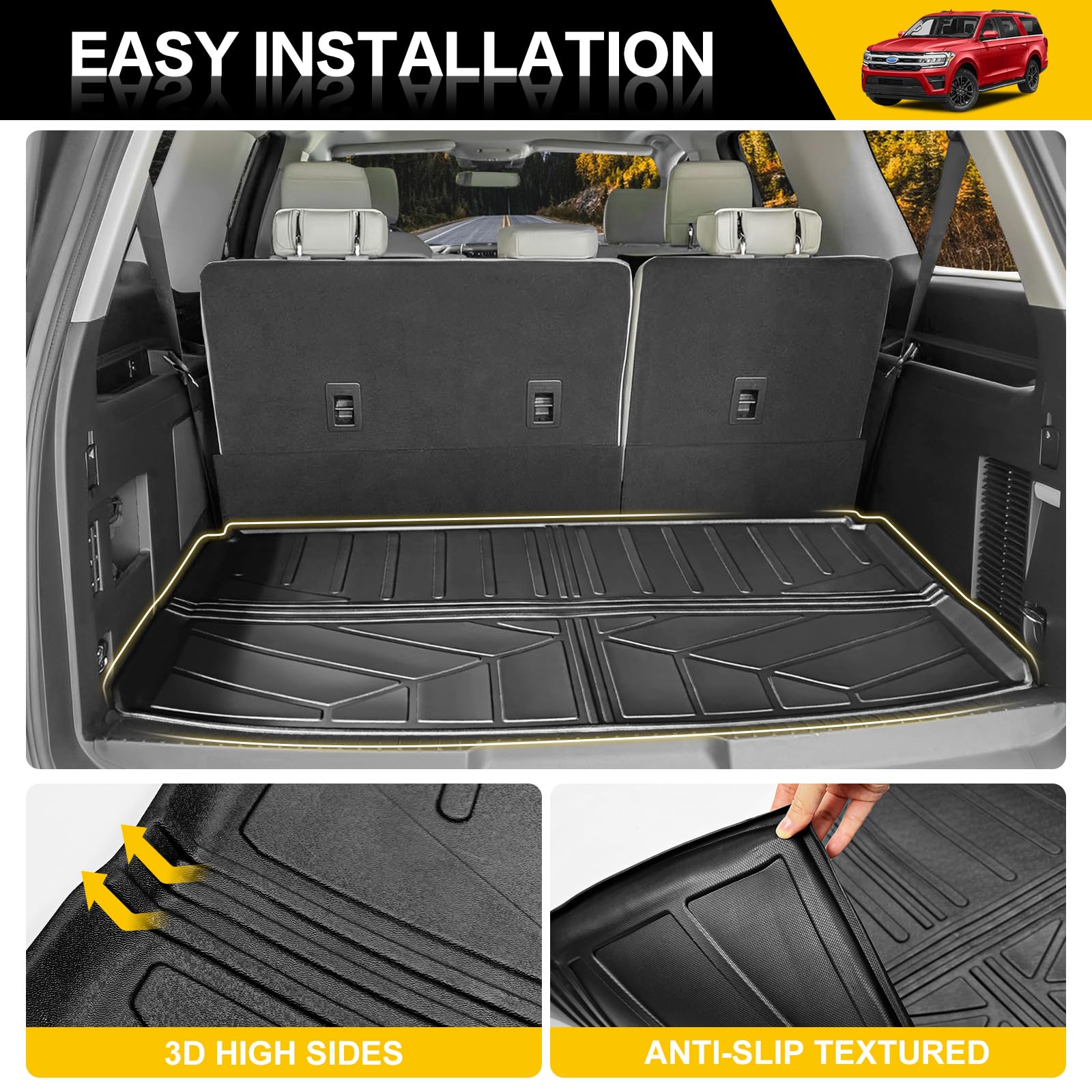 Trunk Mat & Backrest Mat For 2018-2024 Ford Expedition Max/Lincoln - View #10