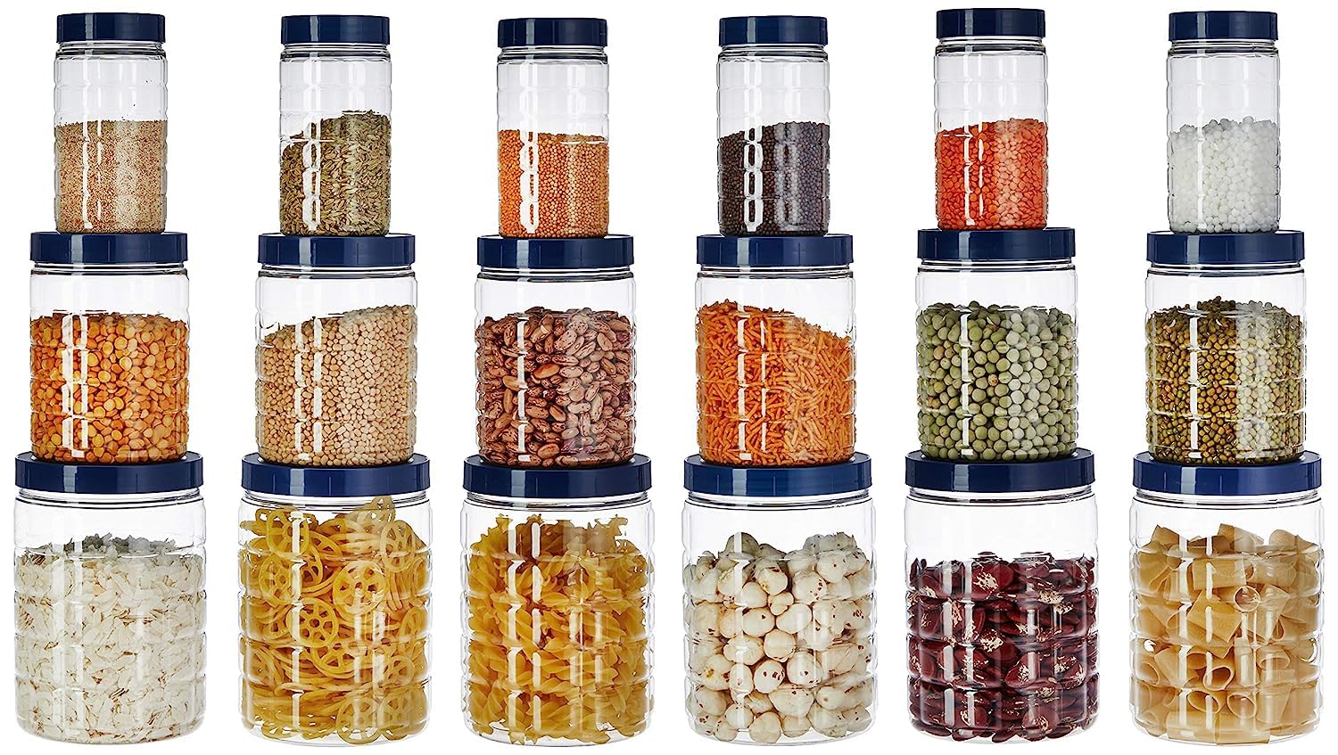 Stysol Set of 18 Unbreakable Air Tight Kitchen Storage Container, Food Storage container, Cereal Dispenser, Snacks Container, Plastic Grocery Air Tight Container Dabba