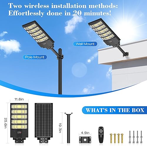 Miniatura 4 de Farola solar para exteriores, luces solares de 10000 W para exteriores, impermeables, con sensor de movimiento, luces de inundación solares IP66