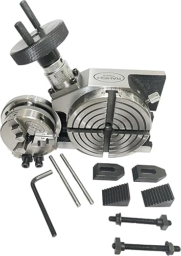 Miniatura 49 de Mesa giratoria para fresadoras 4 pulgadas (3.937 in) 4 ranuras horizontales y verticales con 4 mandíbulas de 2.756 in con mandíbula independiente