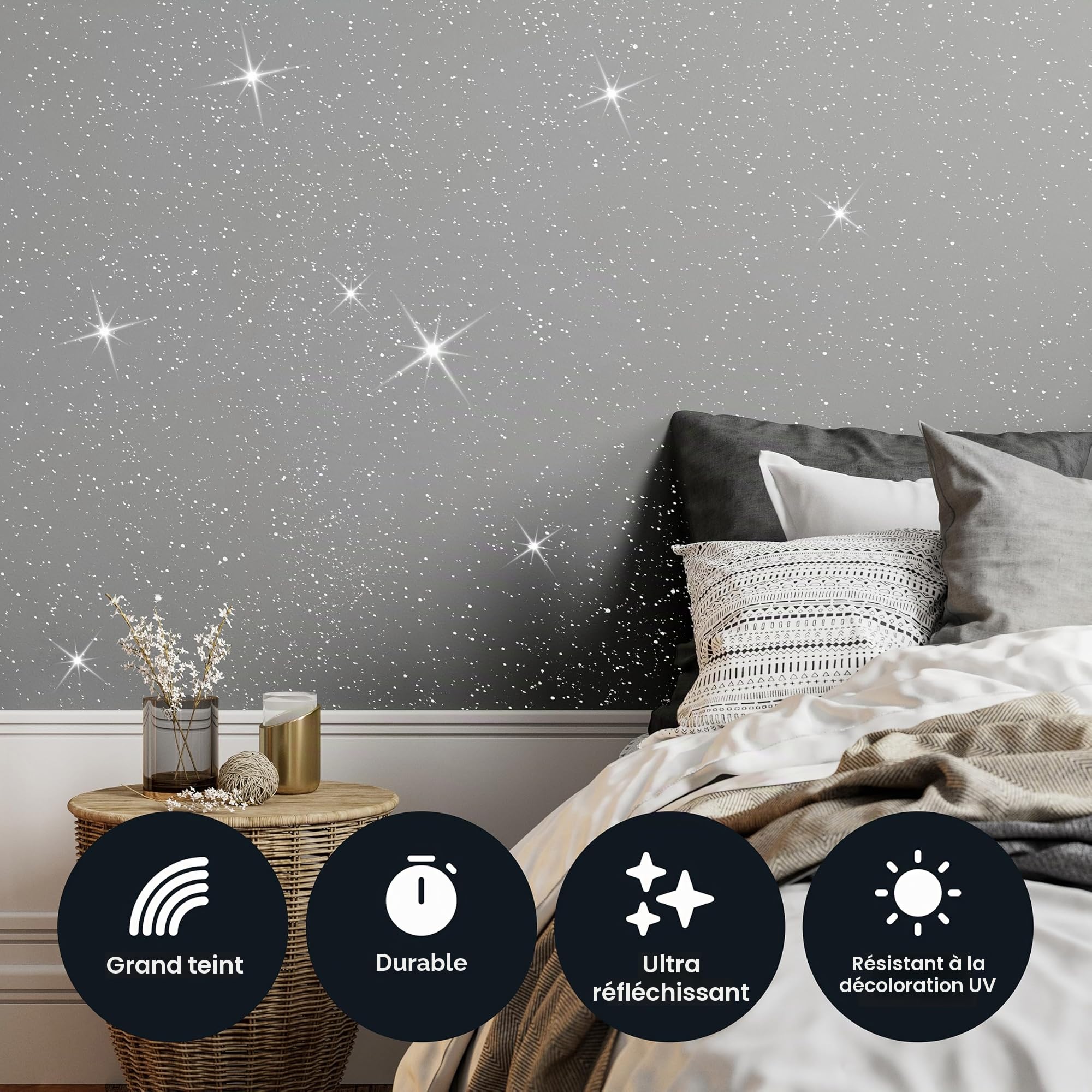 Hemway Black Glitter Peinture Additif Chunky 1/40" 0.6mm pour l'émulsion Peintures à l'eau - Intérieur et Extérieur Mur, Plafond, bois, vernis, mat, brillant, satin, soie - 100 g / 3,5 oz