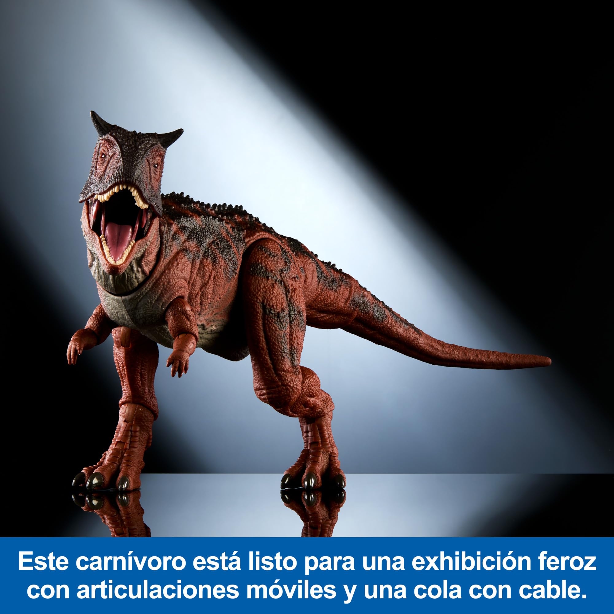 Mattel Jurasicc World Carnotaurus Colección Hammond Figura de acción dinosaurio coleccionable articulado, juguete +8 años, HTK44