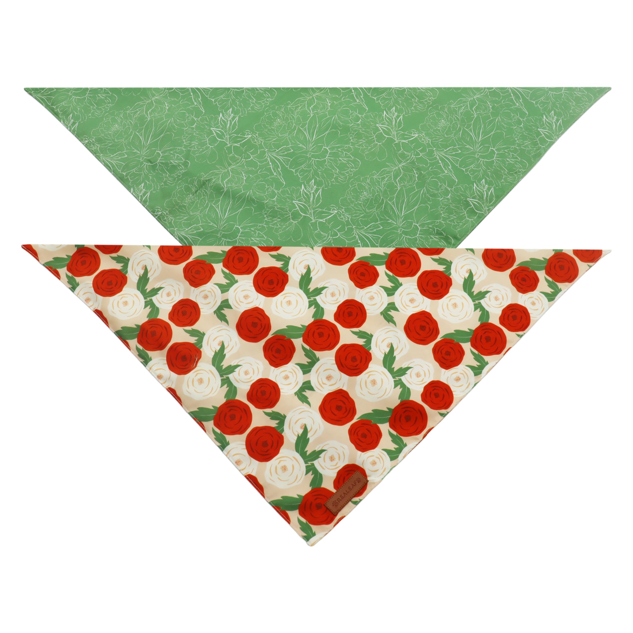 Realeaf Spring Hundehalstücher mit Blumenmuster, für Jungen und Mädchen, hochwertiger, strapazierfähiger Stoff, saisonales Bandana für Hunde, Größe XL, 2 Stück