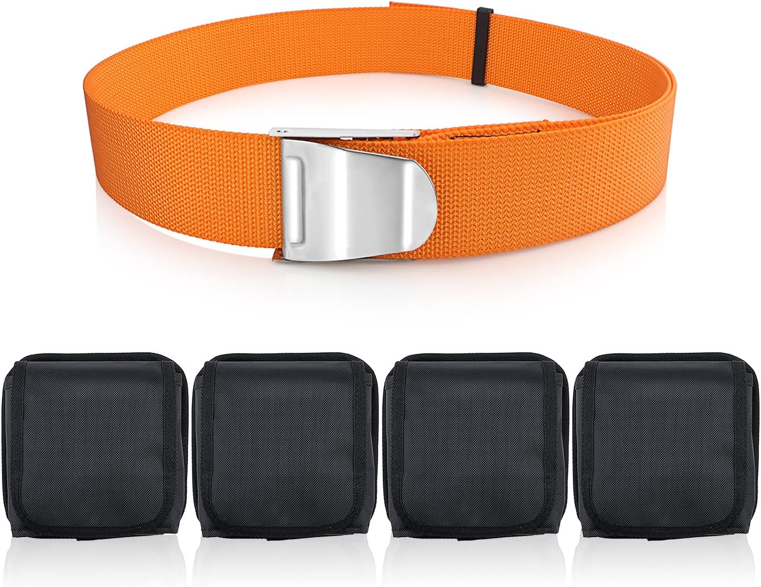 Scuba Weight Belt with Detachable 4 Pockets, Quick-Release Buckle Diving Pocket Weight Starp, Adjustable Snorkeling Weight Pouch Belt fit for Waist 32" to 52" (Not Included Weights)
