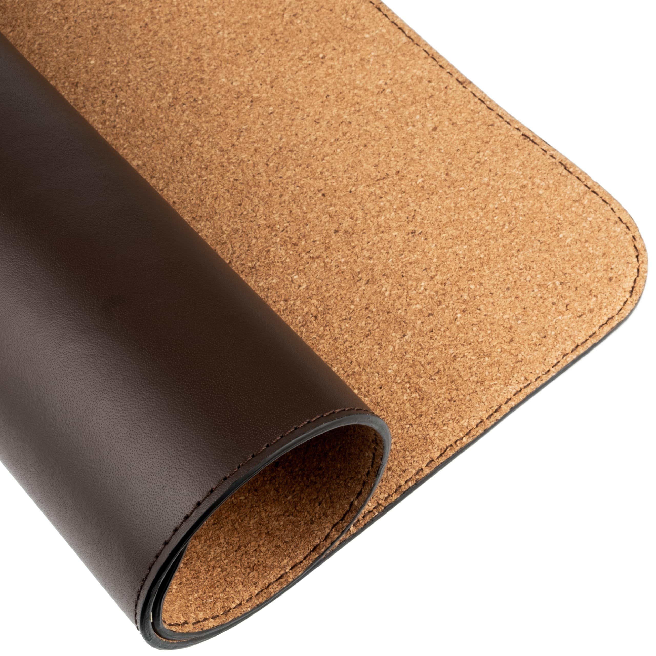 Schreibtischunterlage aus Leder, Personalisierbar mit Textgravur - Firmenlogo — Handgefertigte Deskmat mit Rückseite aus Naturkork — Made in Italy [60x40 cm, 80x40 cm] (Schokoladenbraun, 80x40 cm)