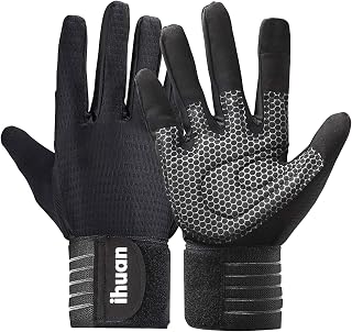 ihuan Full-Finger Workout Gloves for Men & Women: Padded Weight Lifting Gym Gloves with Wrist Support for Deadlifts