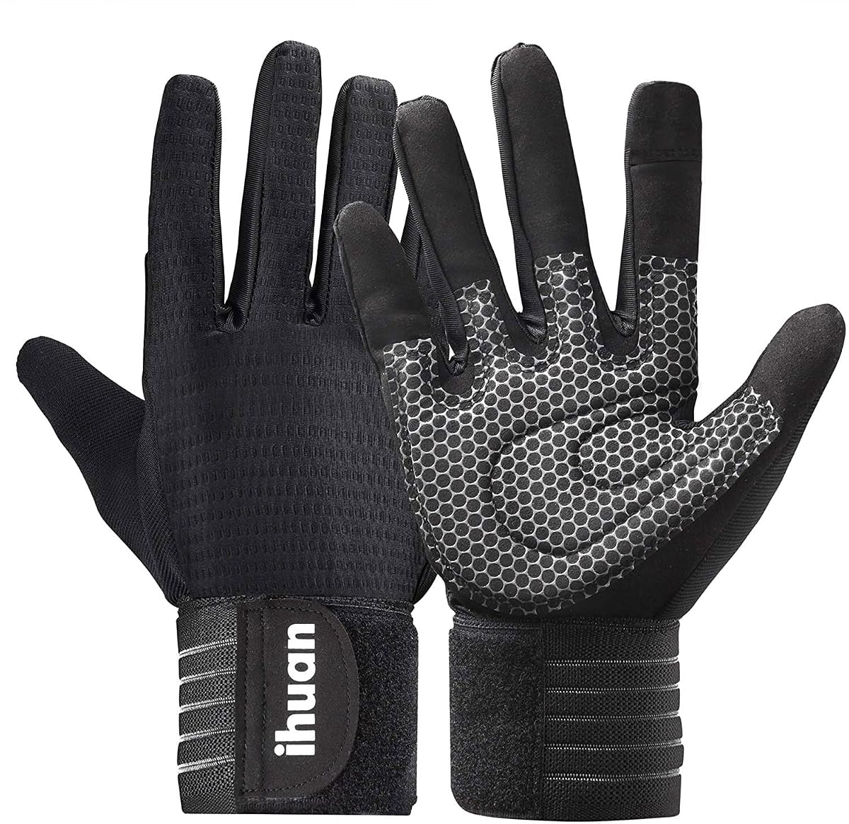 ihuan Men's and Women's Weight Lifting Gym Workout Full Finger Gloves with