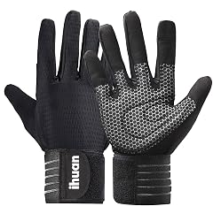 ihuan Workout Gloves for Men Full-Finger Weight Lifting for Men Gym Full Hand Gloves for Weightlifting Deadlift