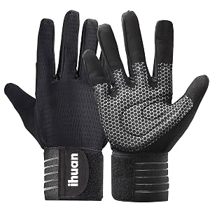 ihuan Workout Gloves for Men Full-Finger Weight Lifting for Men Gym Full Hand Gloves for Weightlifting Deadlift
