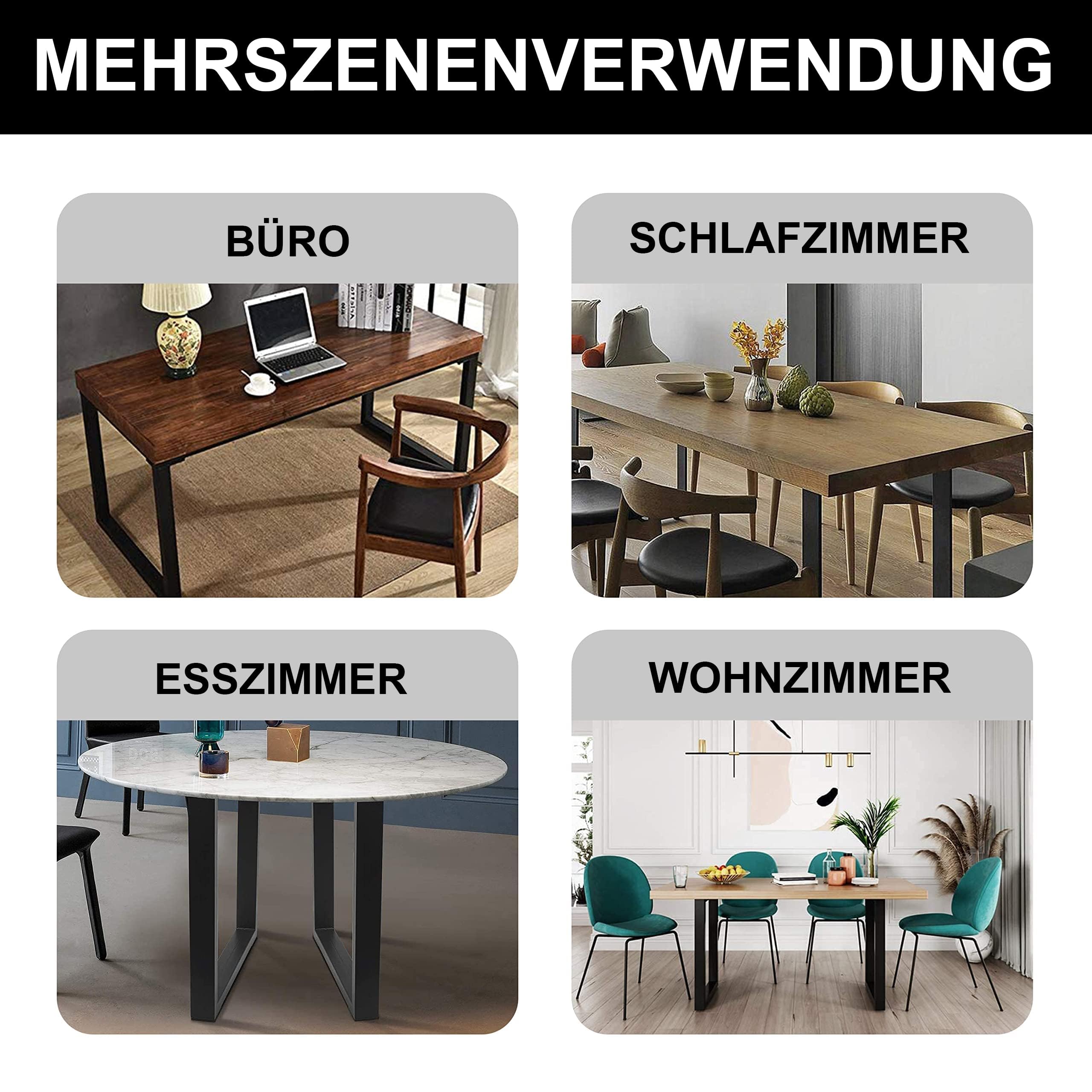 Thanaddo 2er Set Tischbeine Metall, Schwarze Tischkufen aus Vierkantprofil, 80x40 mm stabile Tischgestell für DIY-Schreibtisch Esstisch Couchtisch Bänke, Möbelfüße inkl. Bodenschoner (80x72cm)