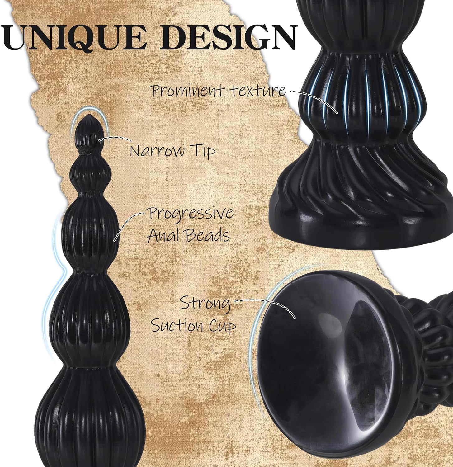 15.2 inch Huge Long Anal Beads Butt Plug,Thick Anal Plug Dildo with 6 Beads Large Butt Plug Trainer with Suction Cup for Anus Dilator Prostate Massage XL Anal Plugs Adult Sex Toys for Men Women