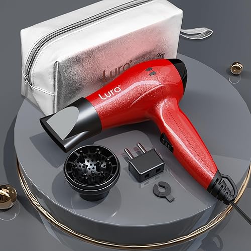 Miniatura 6 de LURA Secador de pelo de viaje con difusor, pequeños secadores de pelo de doble voltaje para mujeres, mini secadora portátil para hombres, secador de
