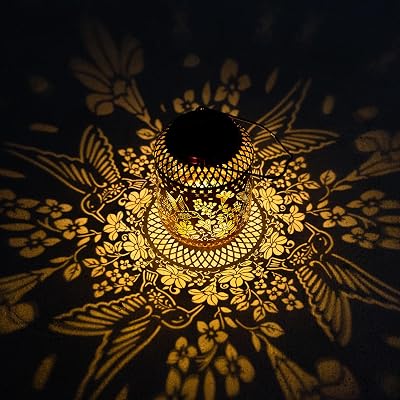 Solar Lanterns, Outdoor Hummingbird Waterproof Metal Decor Lantern