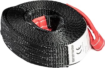 HiGear Tow Strap 4 Ton 2in 20 ft حبل بوليستر مع 2 حلقات 8000 9000 رطل كسر قوة سحب المركبات الخفيفة بواسطة Alfa Wheels Black ، 2in 20ft 2x20
