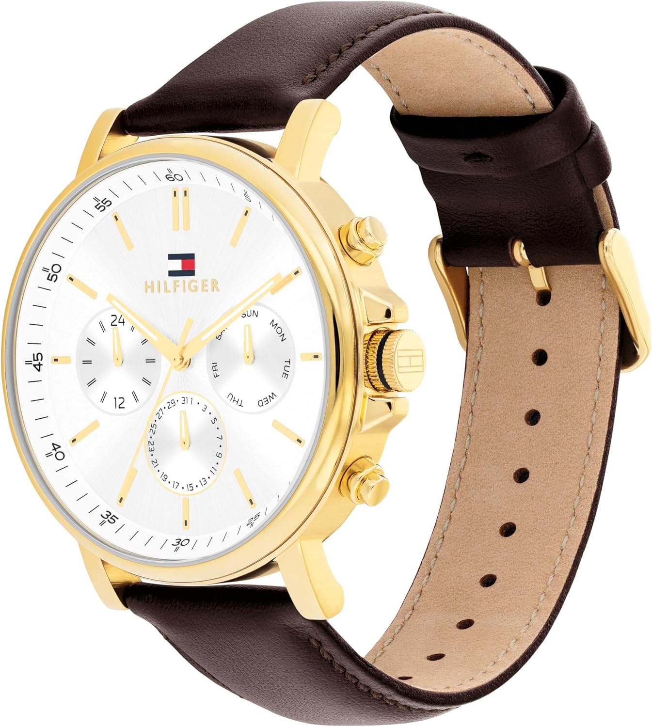 Tommy Hilfiger Men's Multifunction Quartz Watch – Stainless Steel Case, Leather Strap, Classic Everyday Style Timepiece - Gift for Him - Image 2