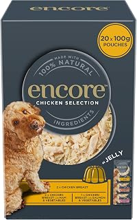 Encore 100% Natural Wet Dog Food, Chicken Selection in Jelly 100g Pouch Deluxe Multipack, 4 x (5 x 100g)
