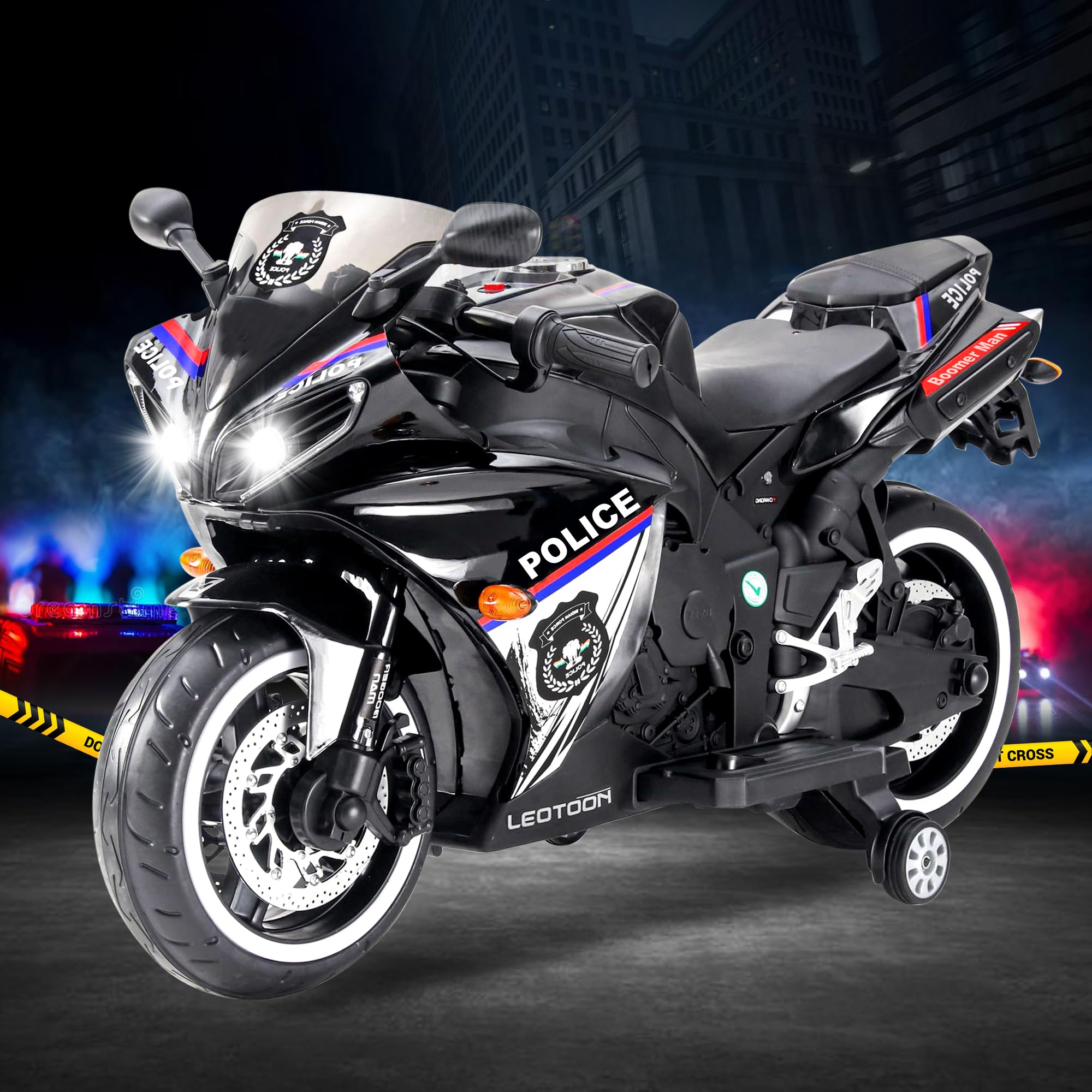 Leotoon R1 Police Bike | 12V/5AH Battery | 12V/15000 RPM Motor | Hand Accelerator | USB/MP3 Interface | Educational Rhymes | LED Light | English Music | BIS Certified | (Metallic Black) (3-8 Years) (B0D8L9HHM9) Amazon Price History, Amazon Price Tracker