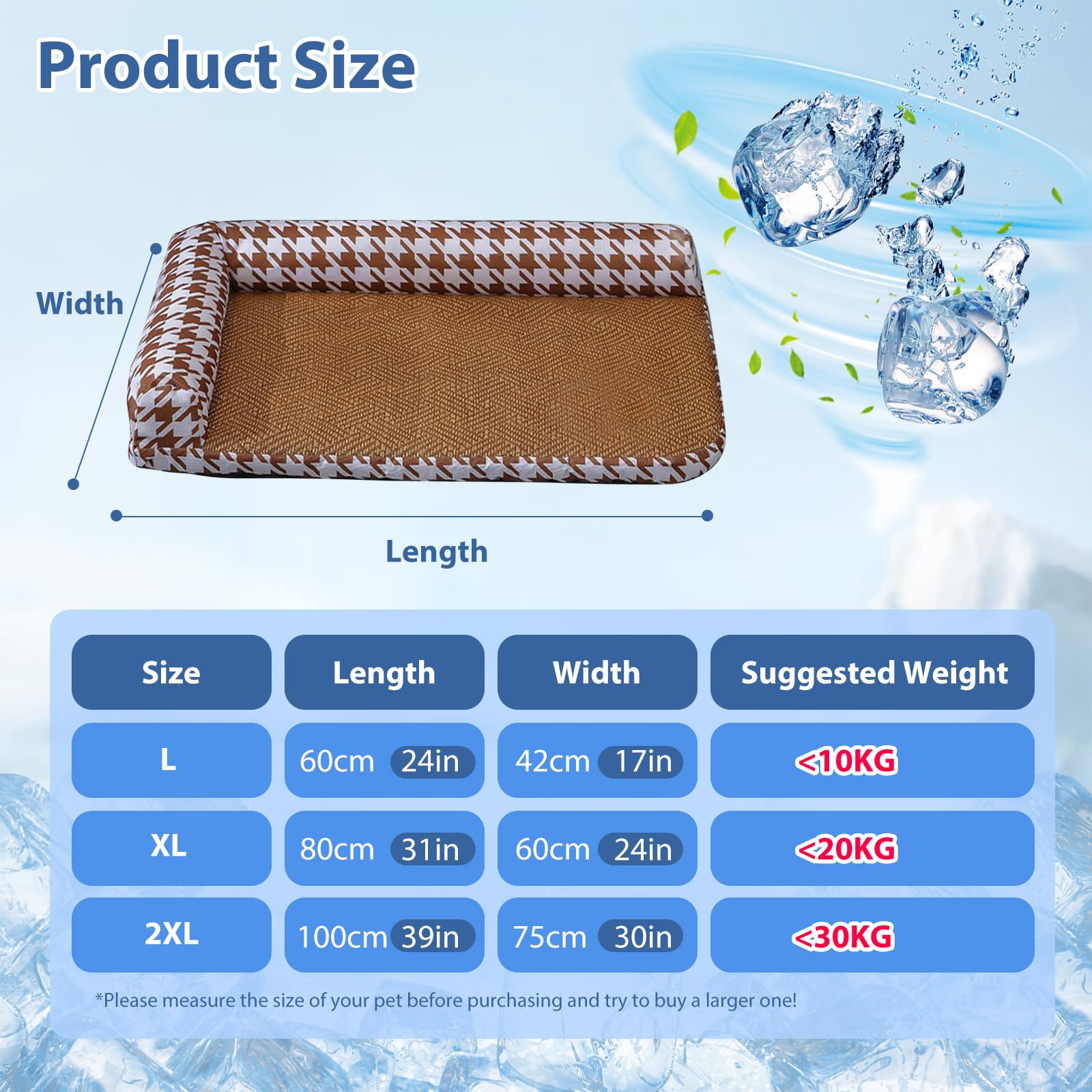 PETCUTE Tapis Rafraichissant Chien Antidérapant,Lit Rafraîchissant pour Chien,Lavable Tapis Rafraichissant pour Chiens de Petite et Chats,Convient pour Une Utilisation Intérieure et Extérieure