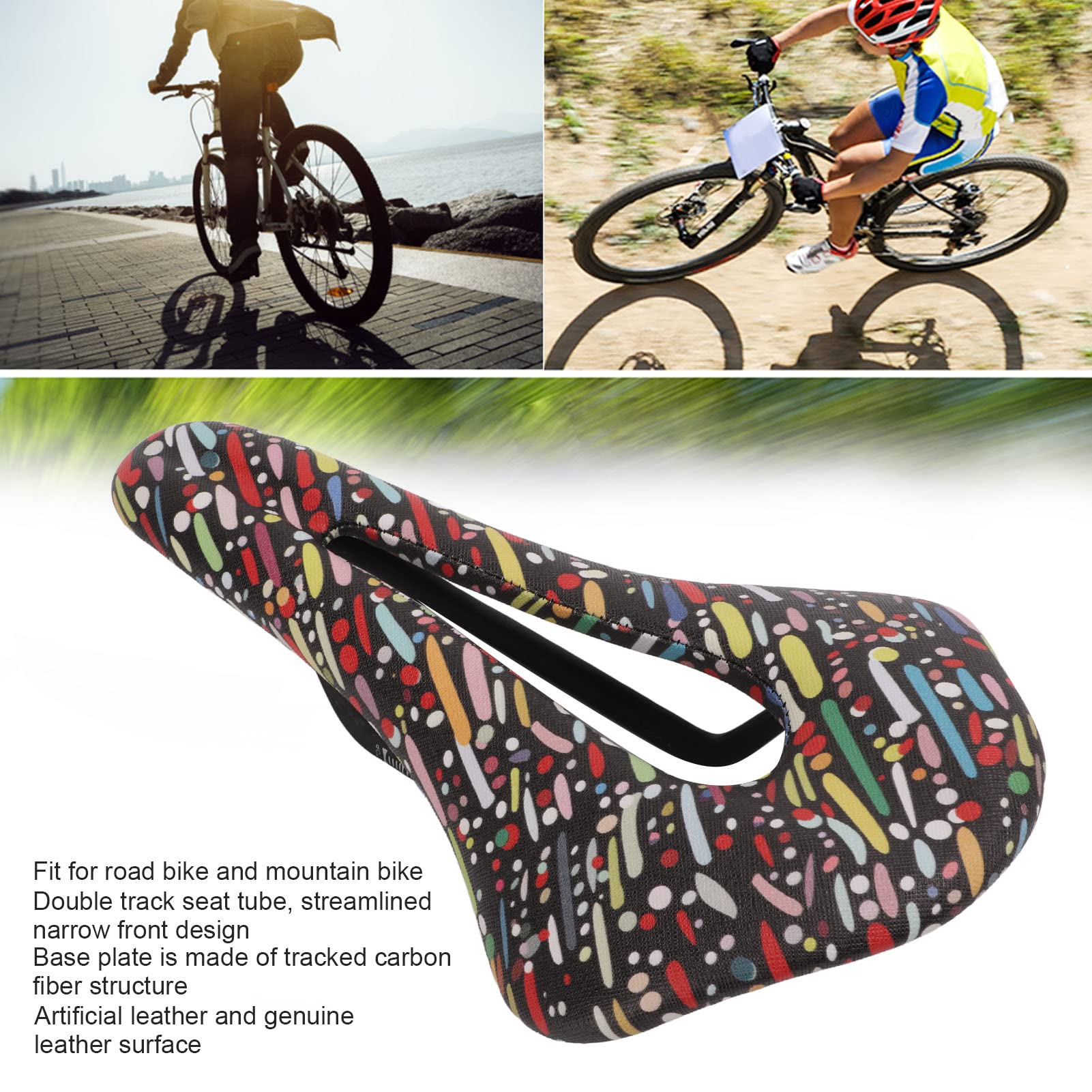 HERCHR Leder-Fahrradsitz, Leichter Weicher Fahrradsattel, Bequemer Rennradsitz, Fahrradsattelkissen Für Rennrad Und Mountainbike(Schwarz) 