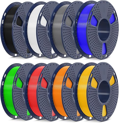 Miniatura 10 de SUNLU - 10 carretes PLA Plus de 1.75mm (116de pulgada), para impresoras 3D, precisión dimensional +- 0.02mm, dos colores, 5carretes negros y